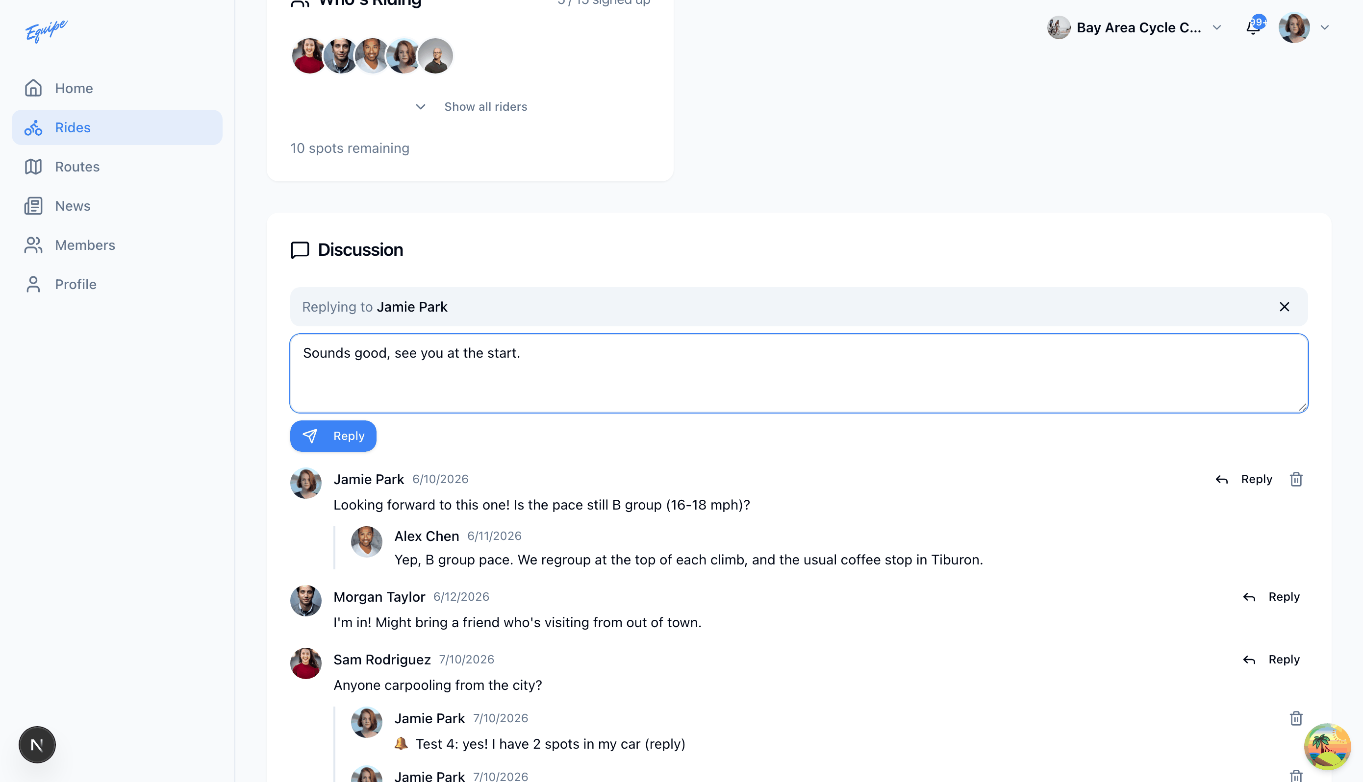 A reply nested under a comment in the Discussion section on the web