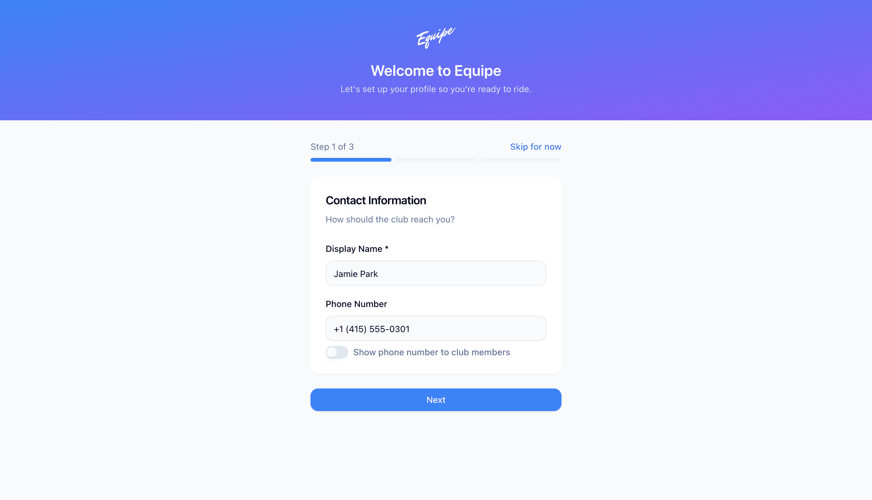 The onboarding wizard on the web app on the preferences step